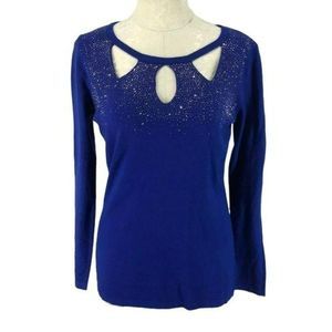 Oliver By Escio‎ Royal Blue Jeweled Cutout Sweater Size Medium